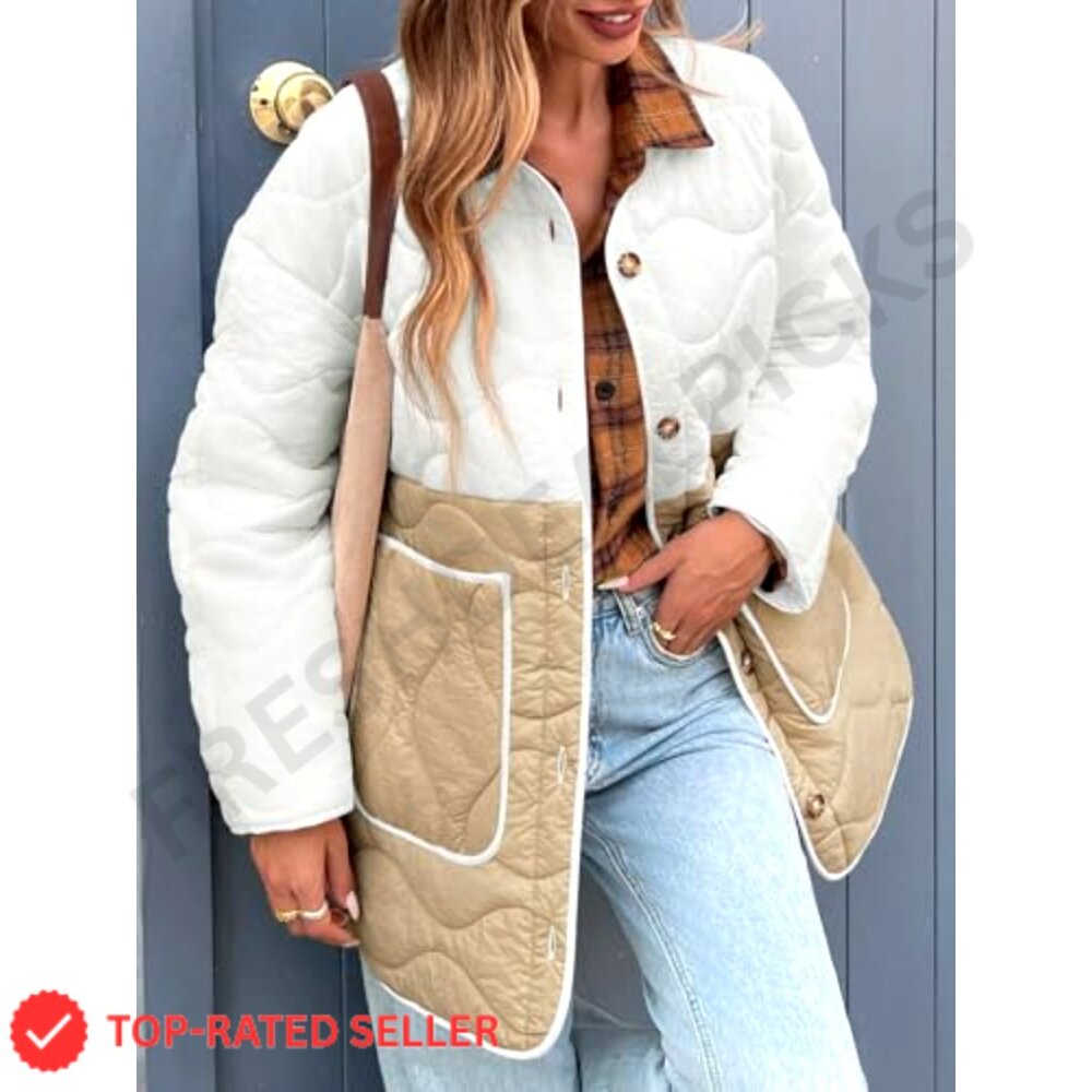 Quilted Lightweight Jacket Mid Length Collarless … - image 2